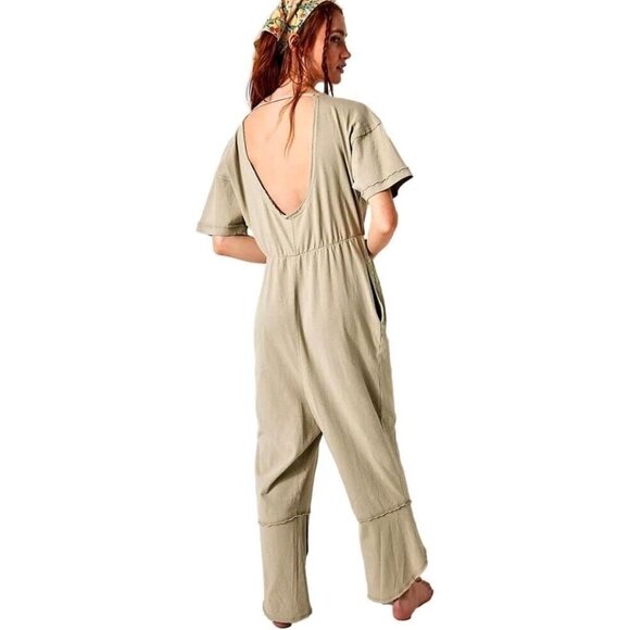 Free People Good Side Moss Romper Lime Bean ( XS ) - Picture 3 of 5